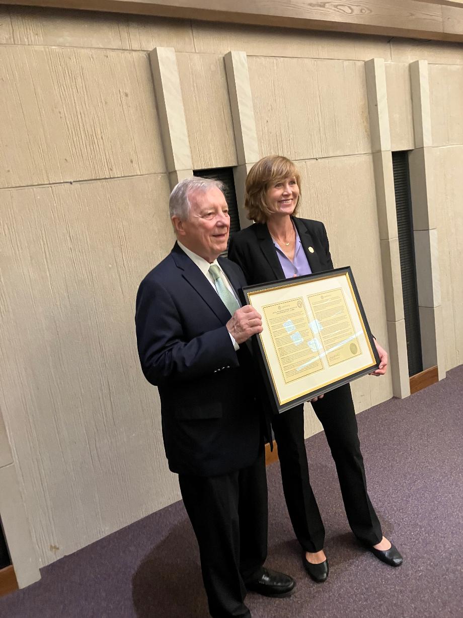 DURBIN HONORED BY LAKE COUNTY BOARD OF DIRECTORS WITH RESOLUTION RECOGNIZING HIS DECADES OF SERVICE TO ILLINOIS